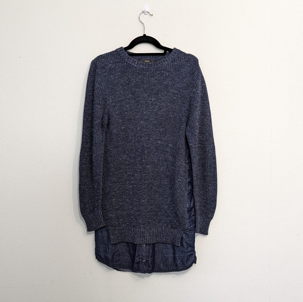 Diesel Navy Blue Sweater Shirt Dress Size Extra Small